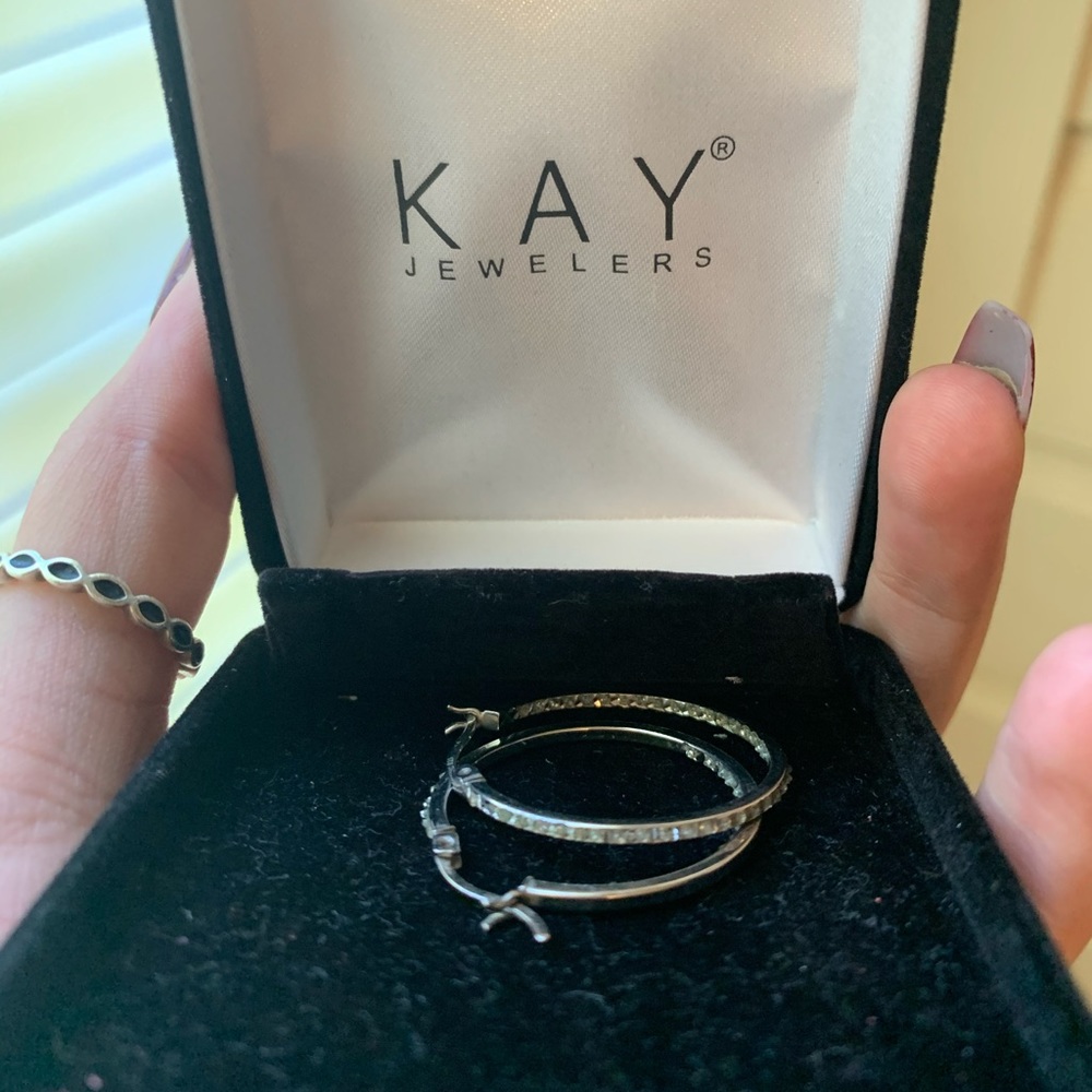 Kay jewelers diamond small hoops